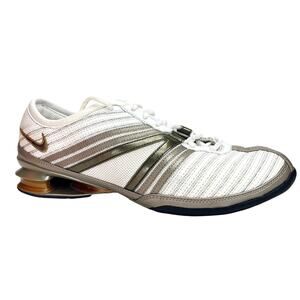 NIKE Shox QVida Womens Sneaker (9.5) 2008 White Gold‎ Brown 315038 191